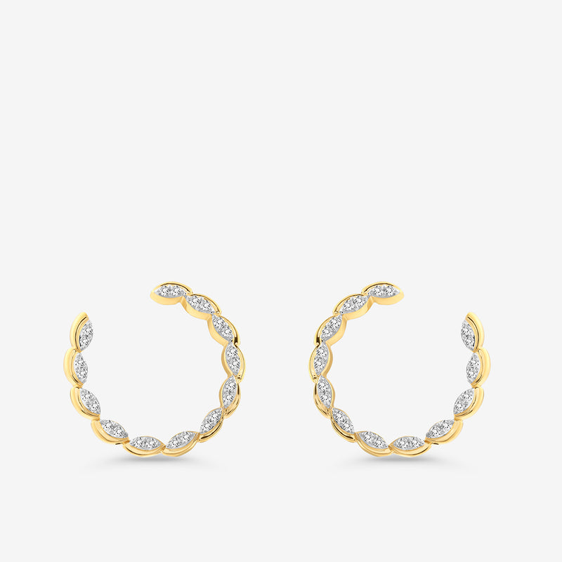 Spark Hoop earrings: gold-tone hoop with oval sparkle stones, front view