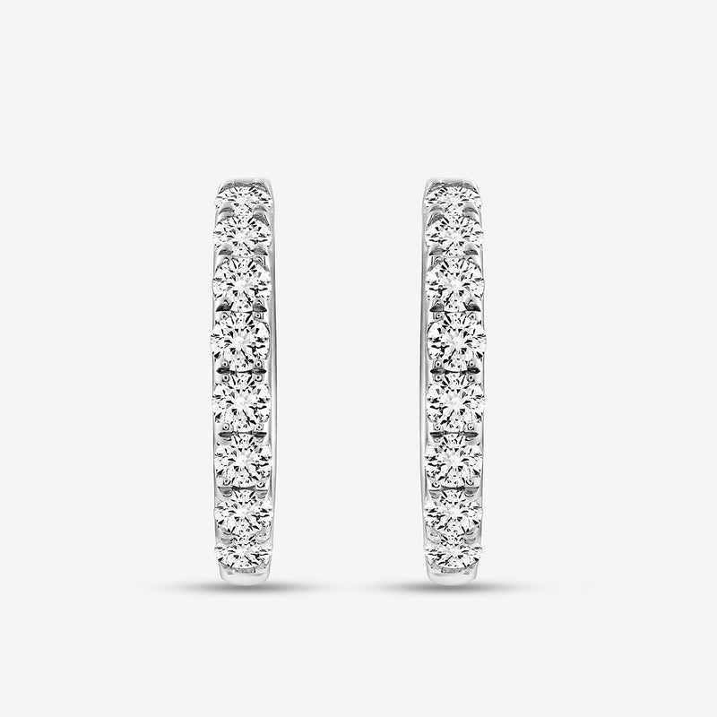 Keemti Jewels EDGE Glow Hoop Earrings: polished metal hoops with channel-set diamonds on a white background.