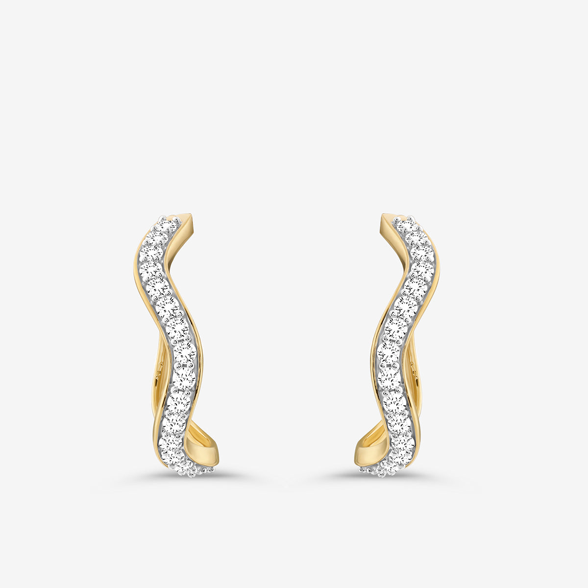 Arc hoop earrings: gold-tone frame with silver pave inlay, silver 925 vermeil plating