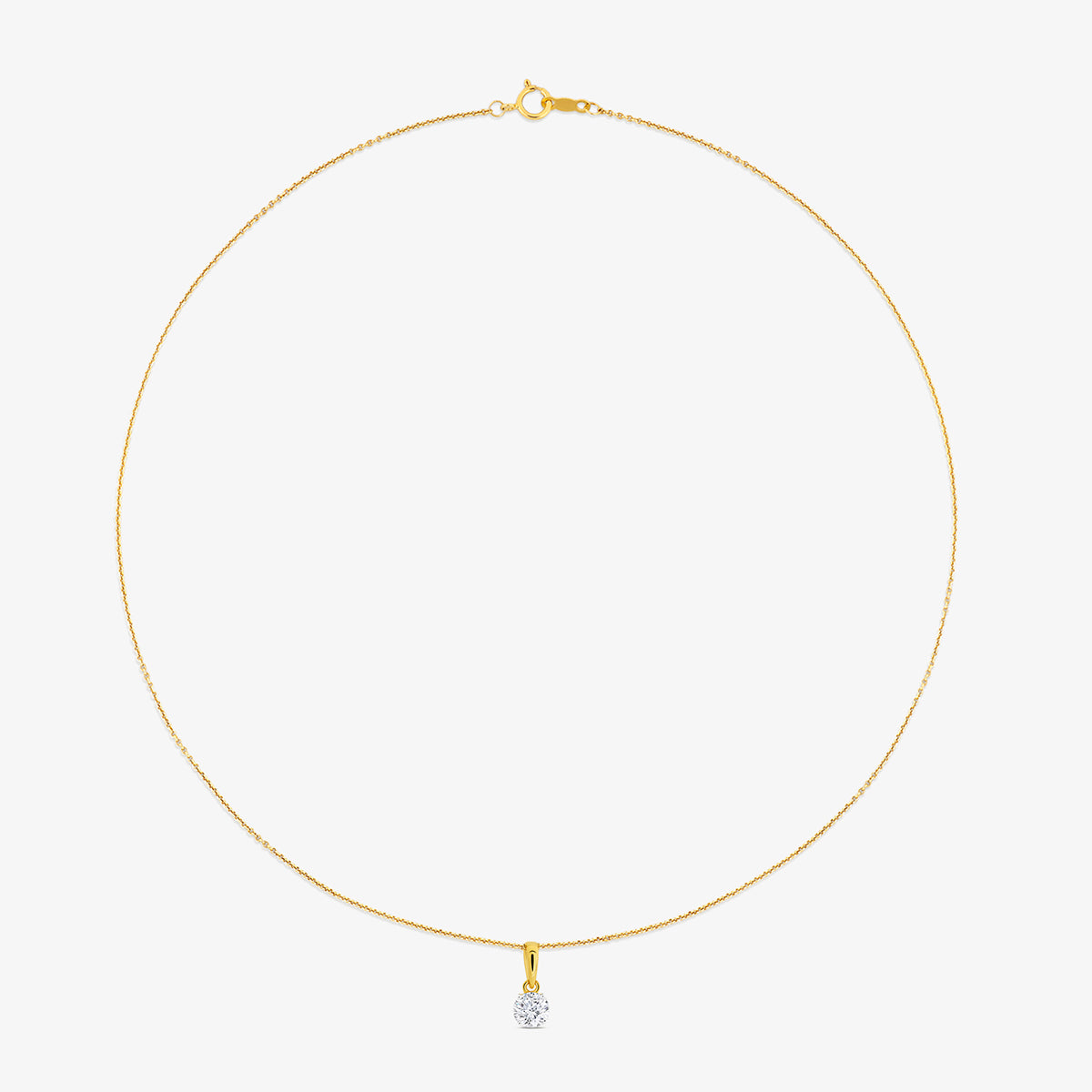Keemti Jewels TIMELESS Round Solitaire NECKLET with a small pendant, shown on a white background.