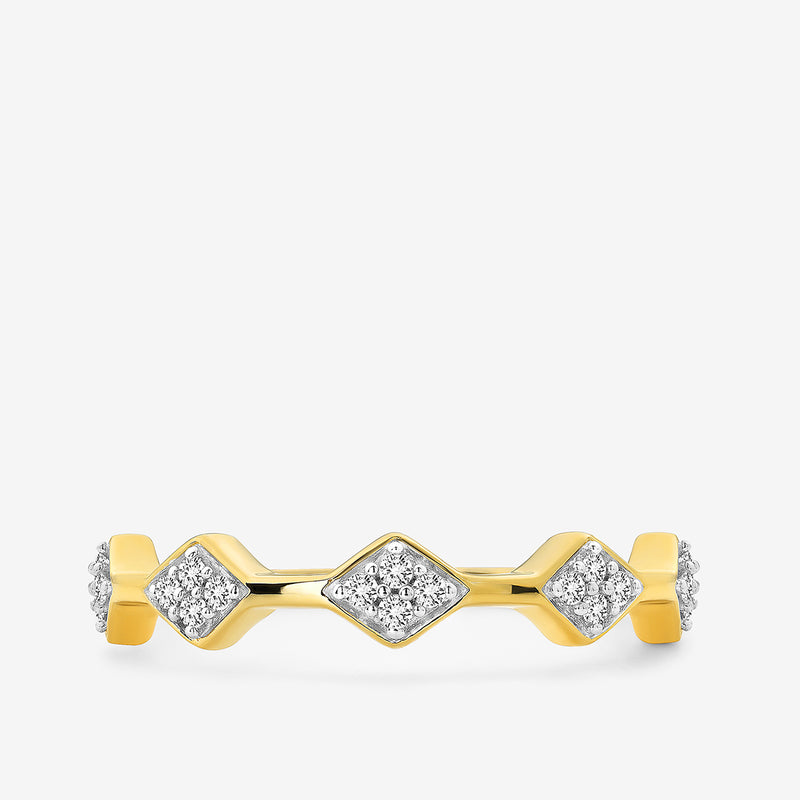 Keemti Jewels' DIAMOND Peak Accent RING features diamond-shaped accents with small diamonds on a white background.