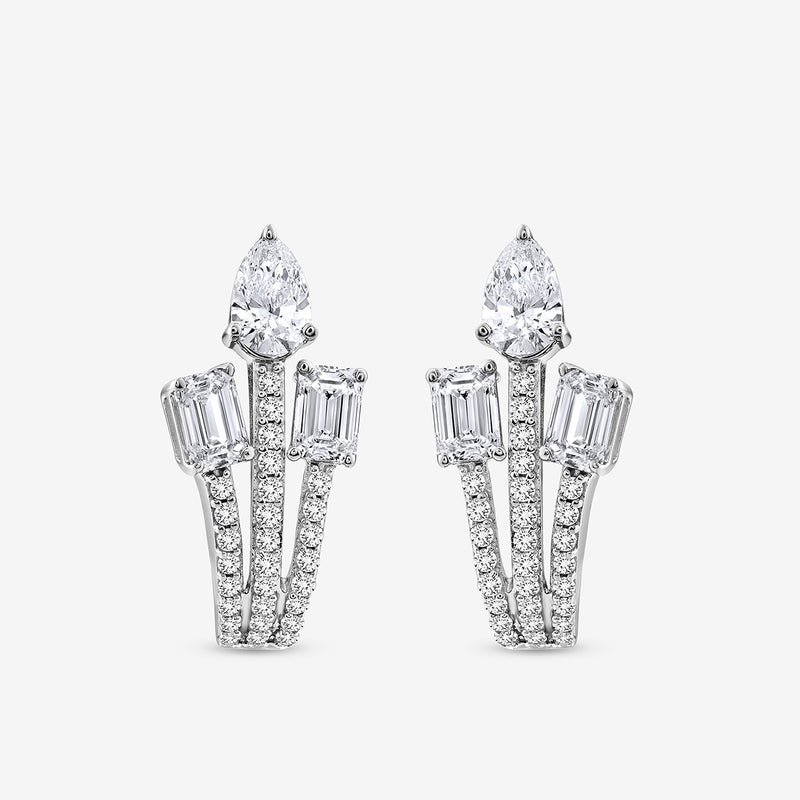 Oval Crest Diamond Hoop Earrings