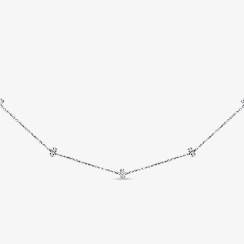 GRACE Line diamond necklace, silver 925 chain with three square diamond accents