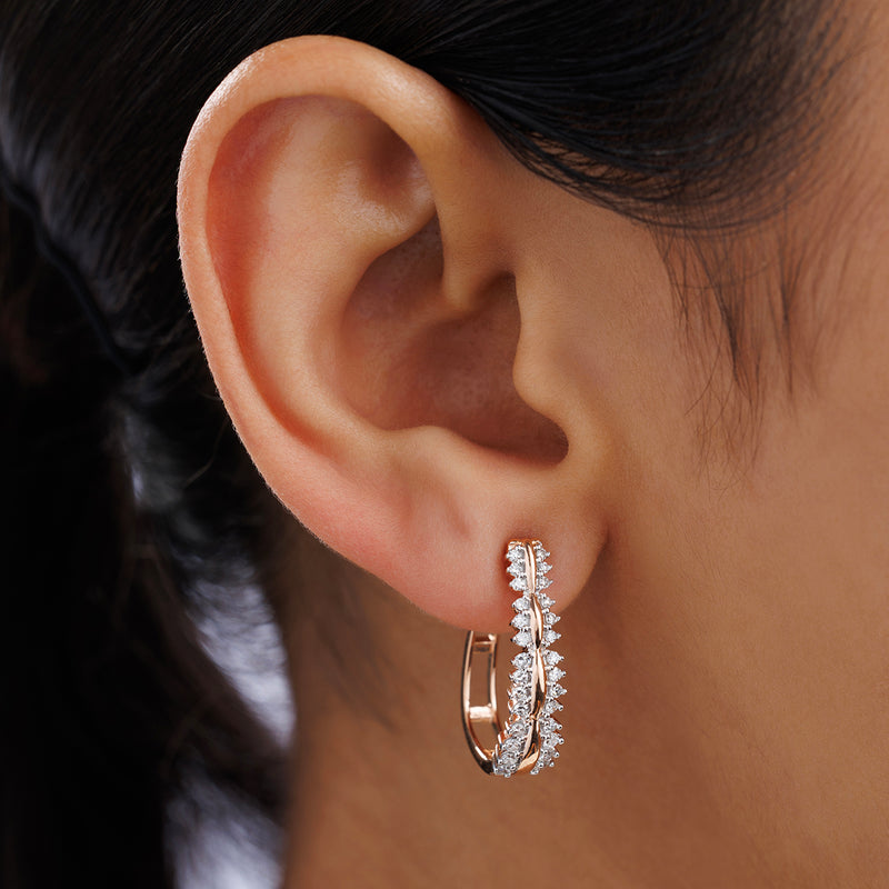Scallop Edge Diamond Hoop Earrings