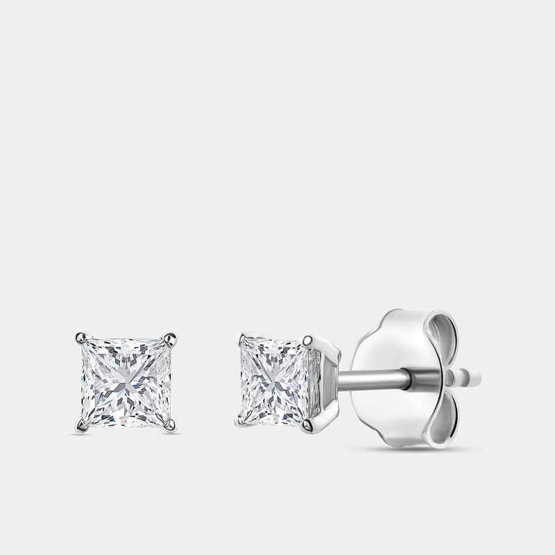 Squarelumin Solitaire Stud Earrings