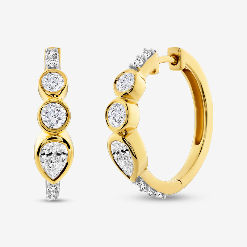 Fusion Bezel Diamond Hoop Earrings