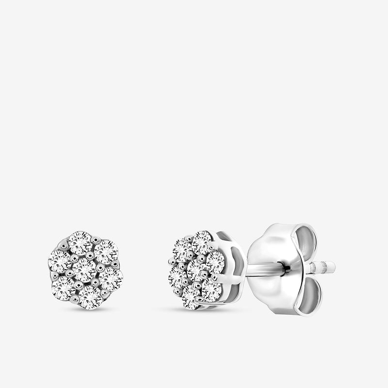 Keemti Jewels CLUSTER Spark Stud Earrings: silver, floral diamond studs—lightweight and ideal for daily wear.