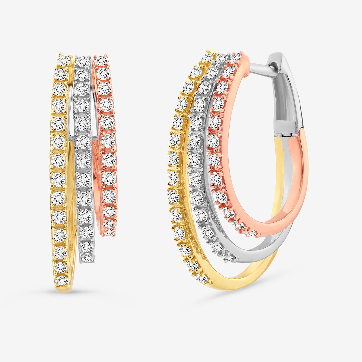 Keemti Jewels TRIPLE Cascade Hoop Earrings: elegant gold, silver  rose gold bands—ideal bridal jewelry.