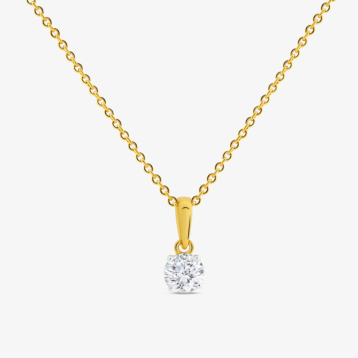 Keemti Jewels TIMELESS Round Solitaire NECKLET with modern bail, displayed on a white background.