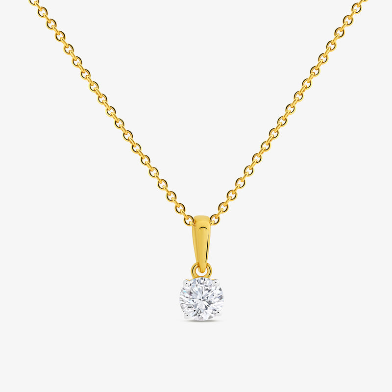 Keemti Jewels TIMELESS Round Solitaire NECKLET with modern bail, displayed on a white background.