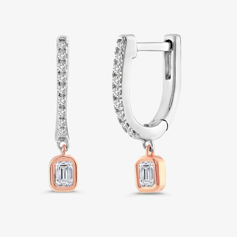 Emerald Aura Diamond Hoop Earrings