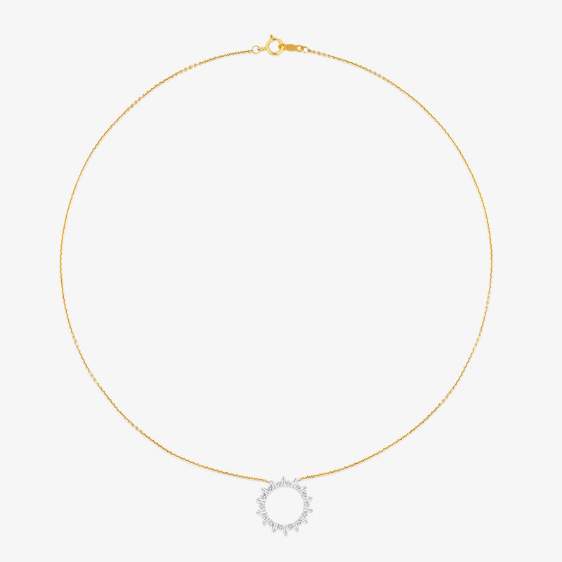 Keemti Jewels SPARKLING Circle Diamond NECKLET features a round pendant with sunburst clear stones.