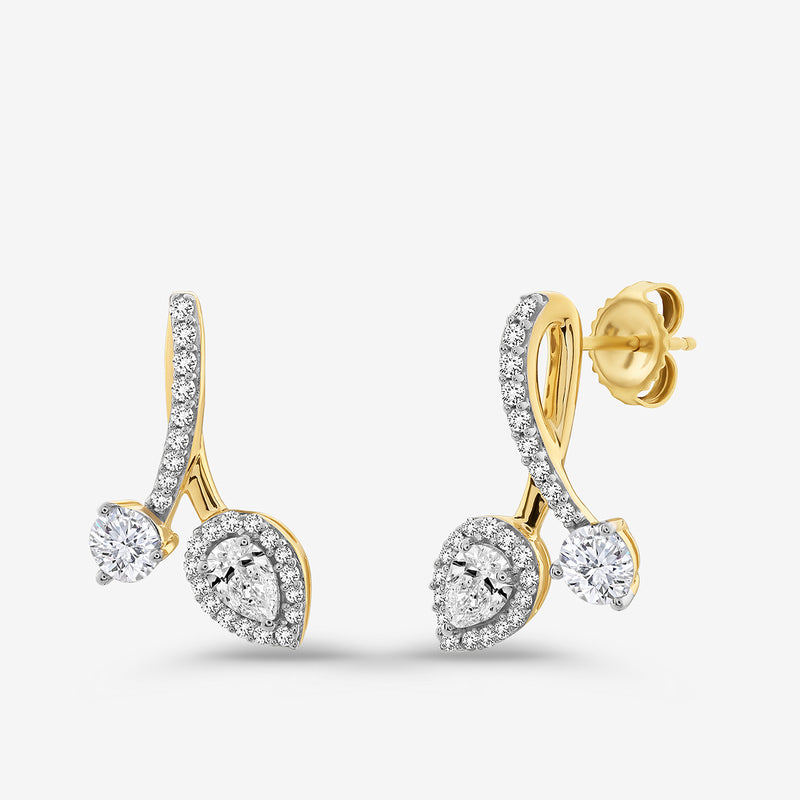 Keemti Jewels AURORA Station Hoop Earrings feature pear-shaped and round diamonds in a bezel set design.