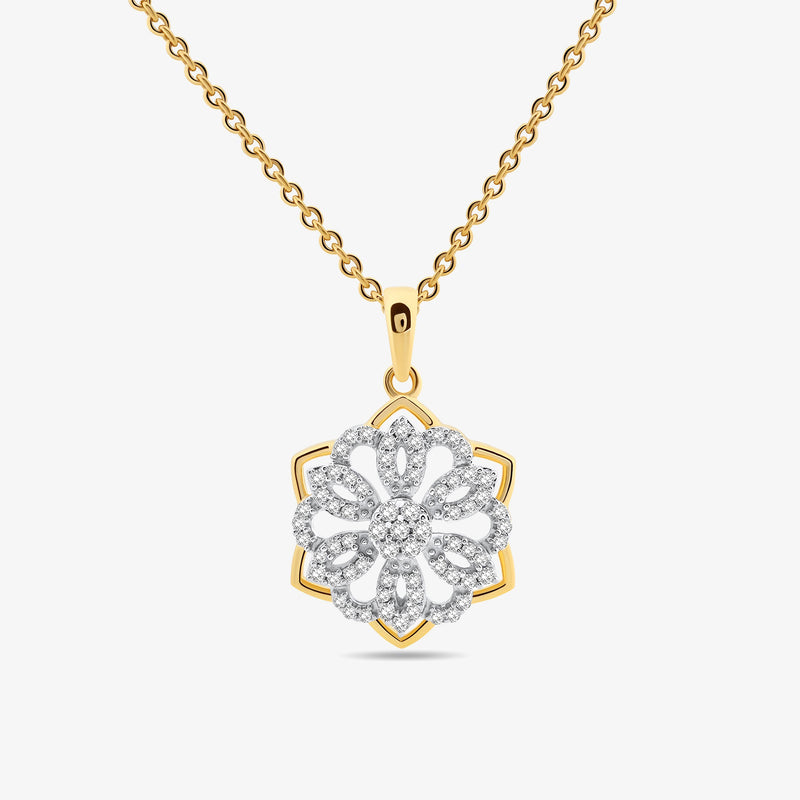 FLORAL Frost Necklet pendant, flower motif with round clear stones in gold setting
