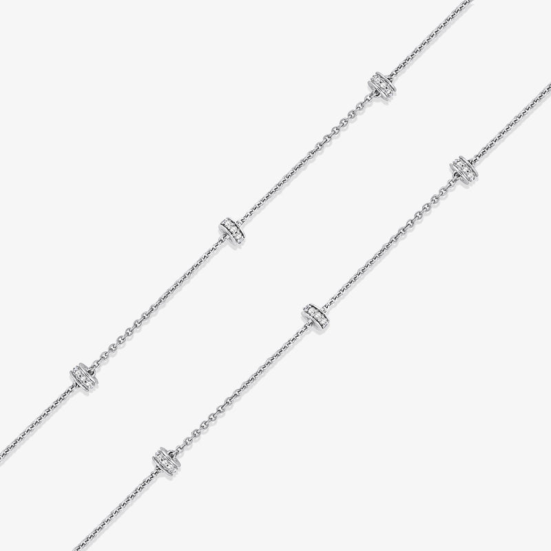 Silver 925 line diamond necklace with repeating small square diamond station links