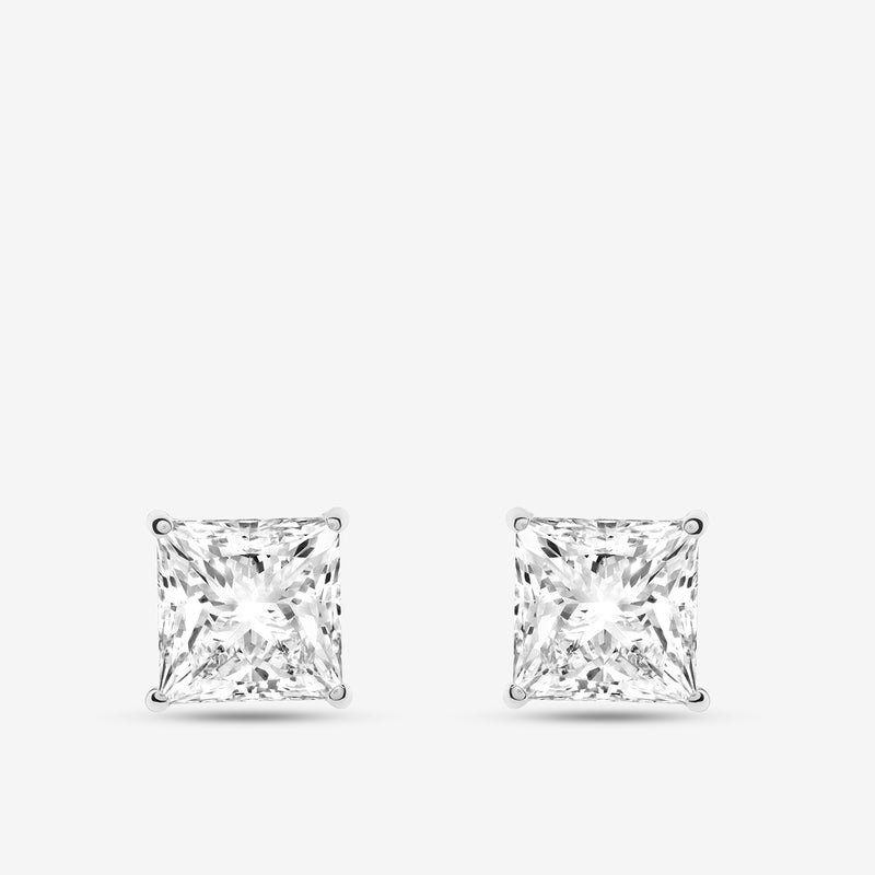 Keemti Jewels SQUARELUMIN Solitaire Stud Earrings feature a classic square-cut design, shown on a white background.