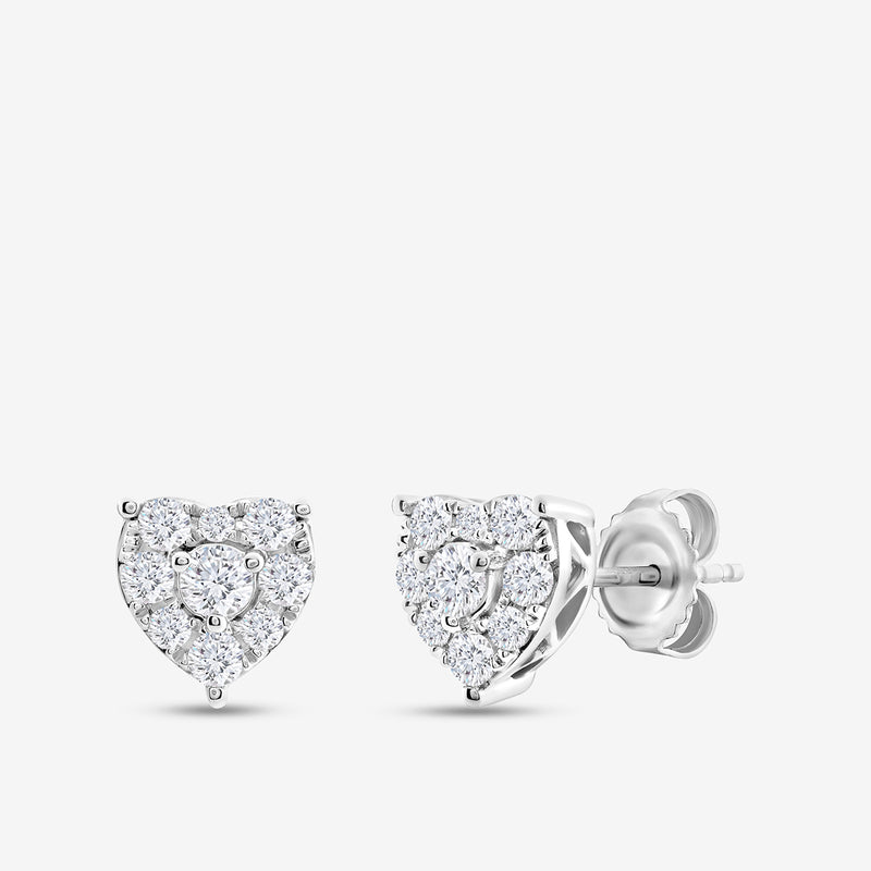 Keemti Jewels PURE Heart Stud Earrings: romantic white metal cluster studs for everyday elegance.