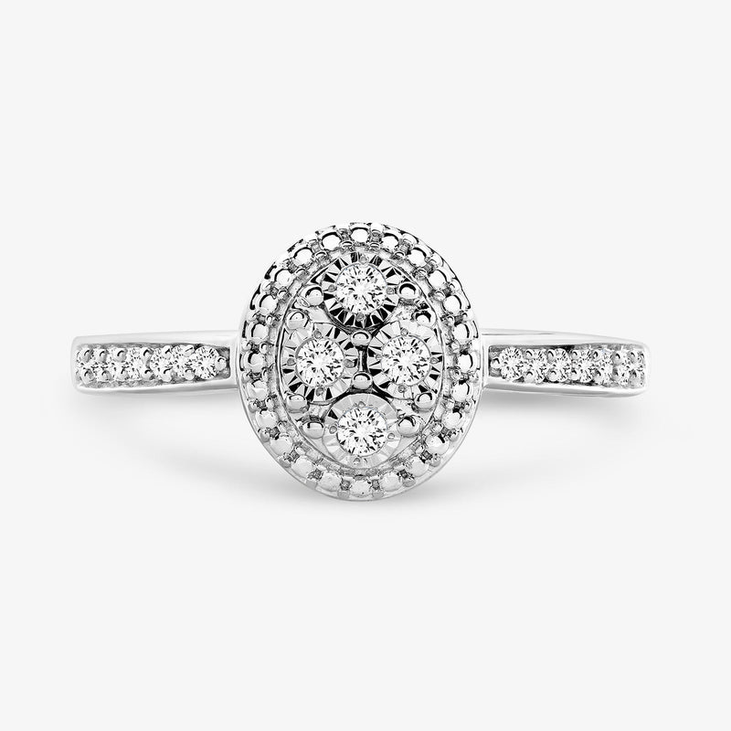 GRACE Cluster Ring in Sterlingsilber, runder Stein-Cluster mit Pavé an den Seiten