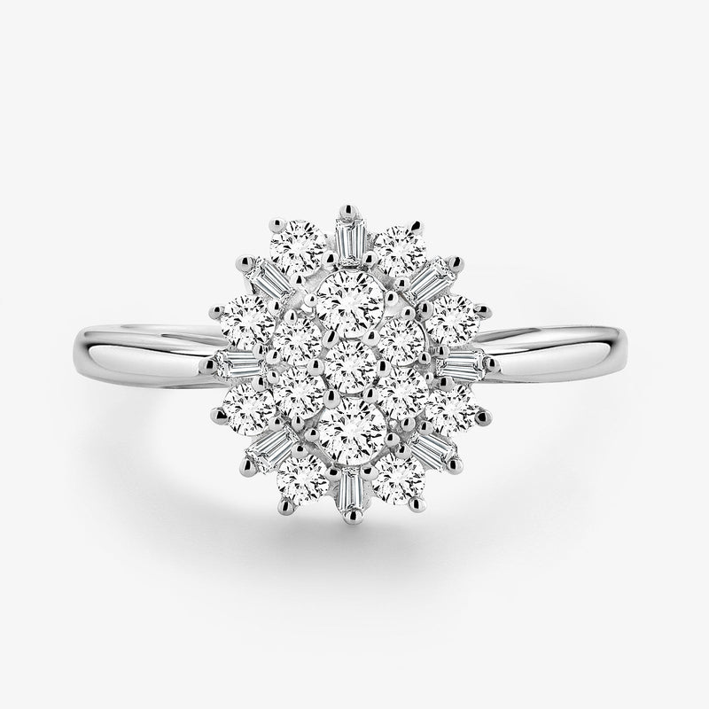 ETERNAL Bloom ring, silver 925 vermeil, round stone cluster, 0.75 ct