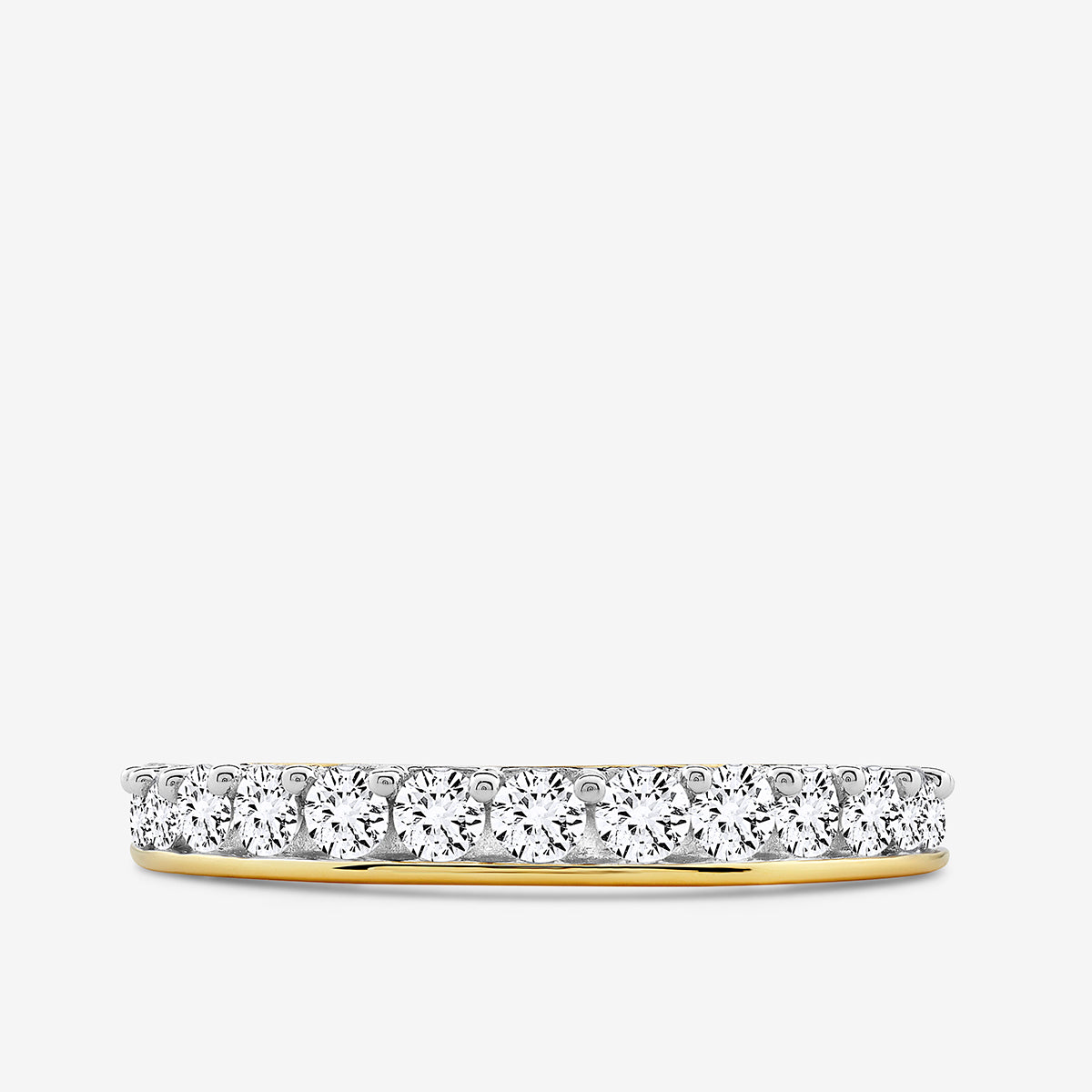 Half Eternity ring with round stones, silver 925 vermeil band
