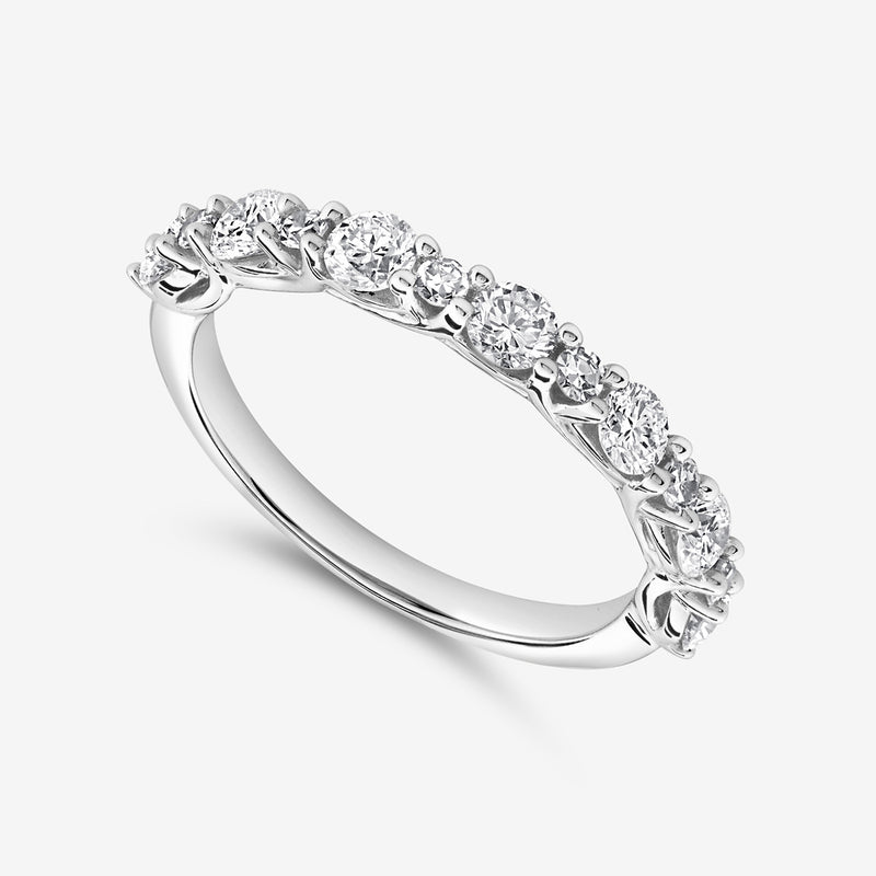 Keemti Jewels' GEOMETRIC Eternity RING: a white gold band with round diamonds and delicate patterns.