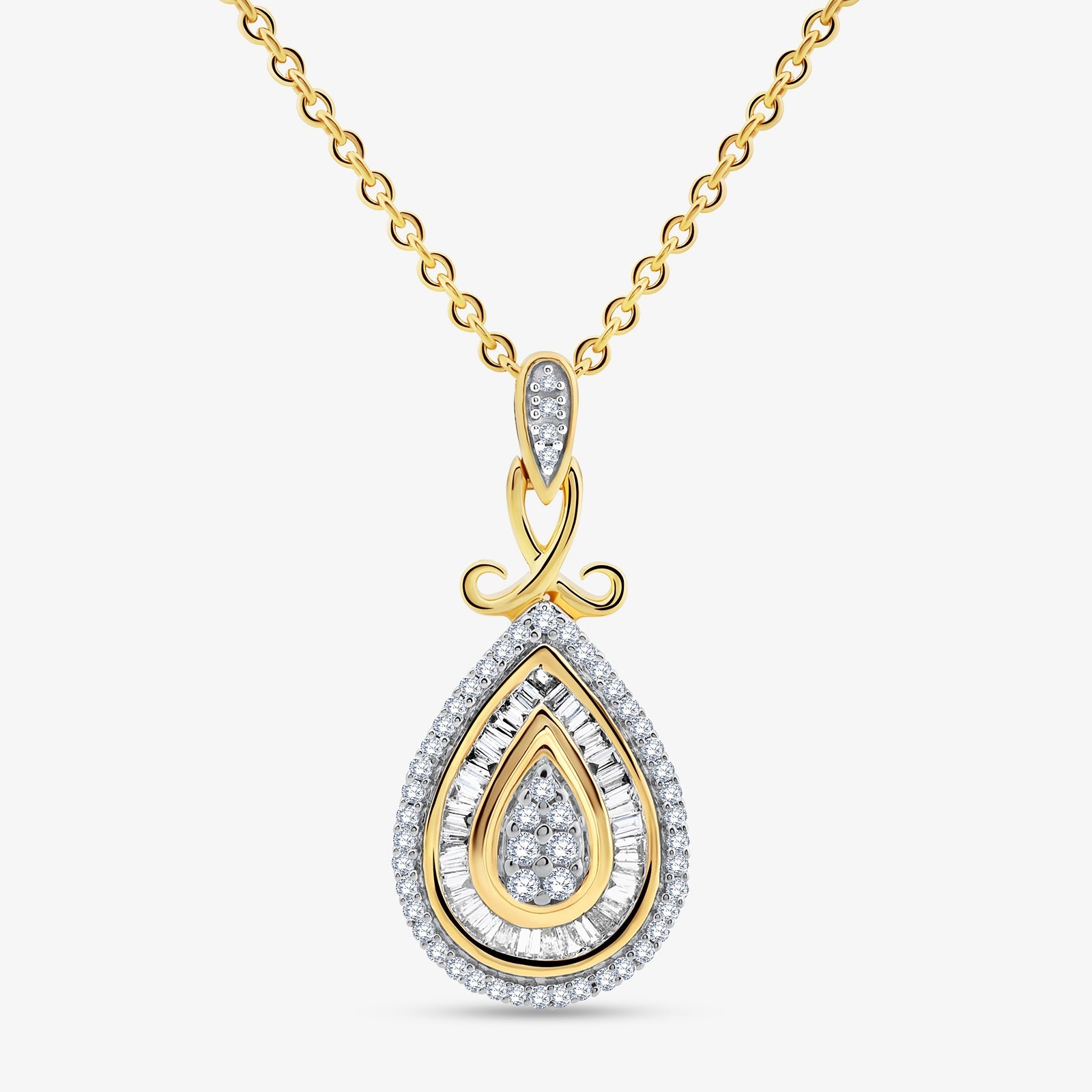 LOOP & Drop Diamond-Halskette: Tropfenanhänger in Lagenoptik mit Steinbesatz
