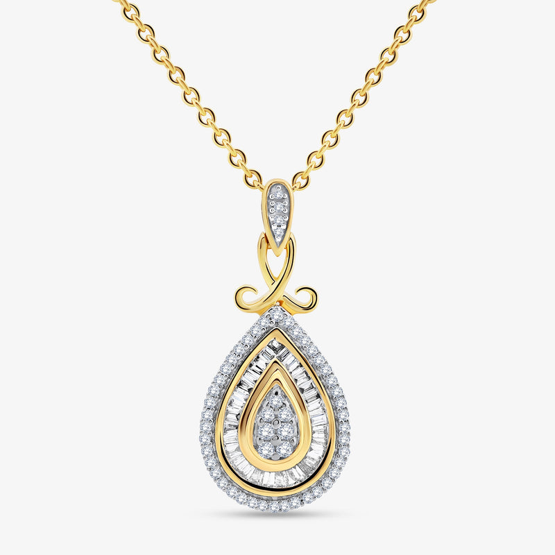 LOOP & Drop Diamond-Halskette: Tropfenanhänger in Lagenoptik mit Steinbesatz
