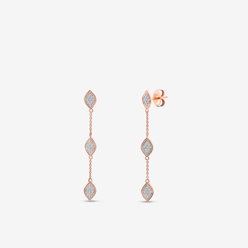 Trio Square Diamond Dangler Earrings