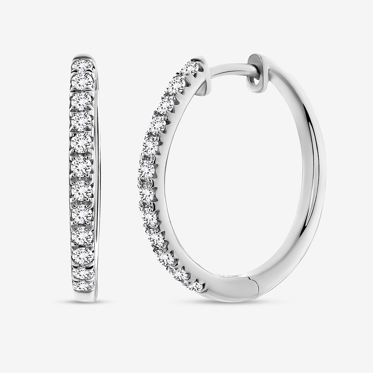 Keemti Jewels SOFT Shine Hoop Earrings feature round diamonds for continuous outer edge sparkle.