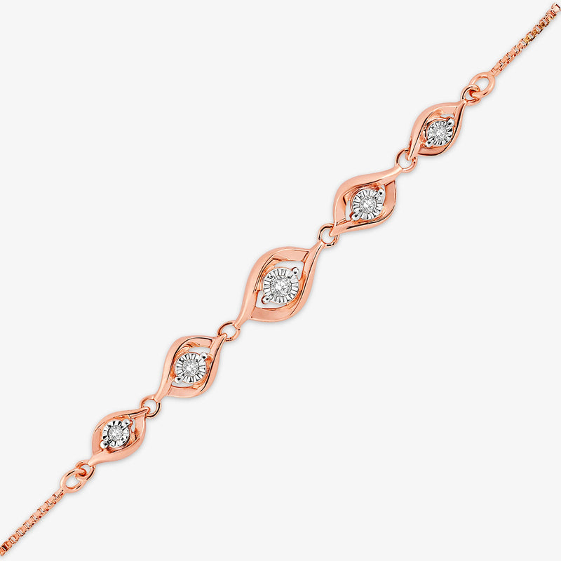Bolo bracelet featuring oval pavé stations along the chain in rose gold tone