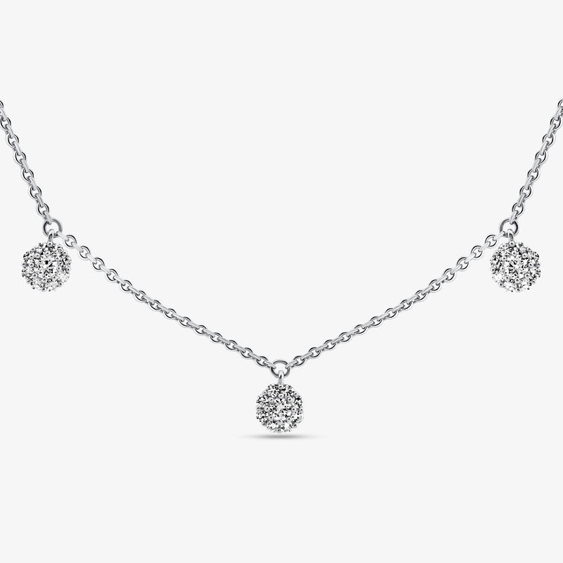 Halskette mit fünf Herz-Anhängern, Silber 925, 0,75 ct