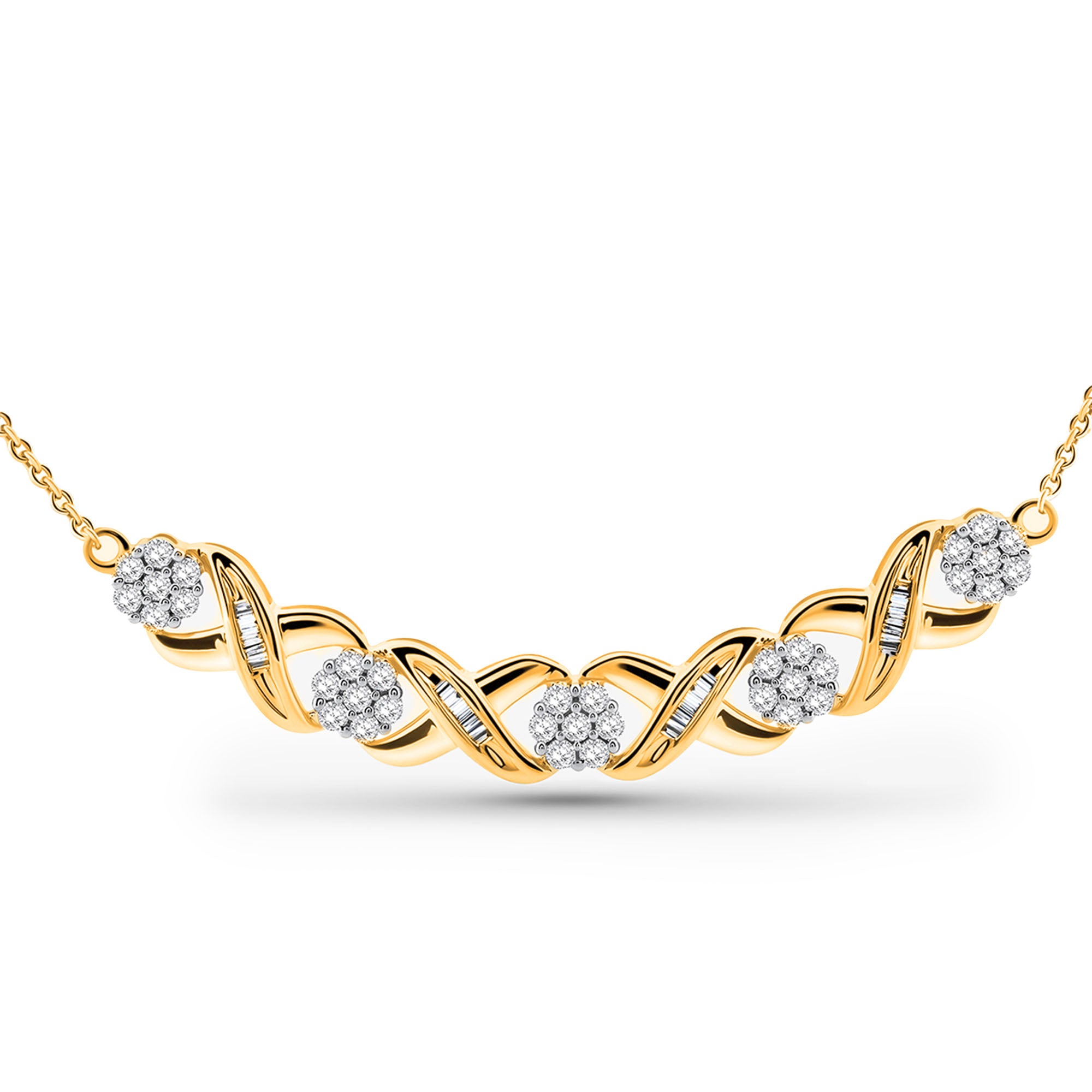 Interlinked Curved Diamond Necklet