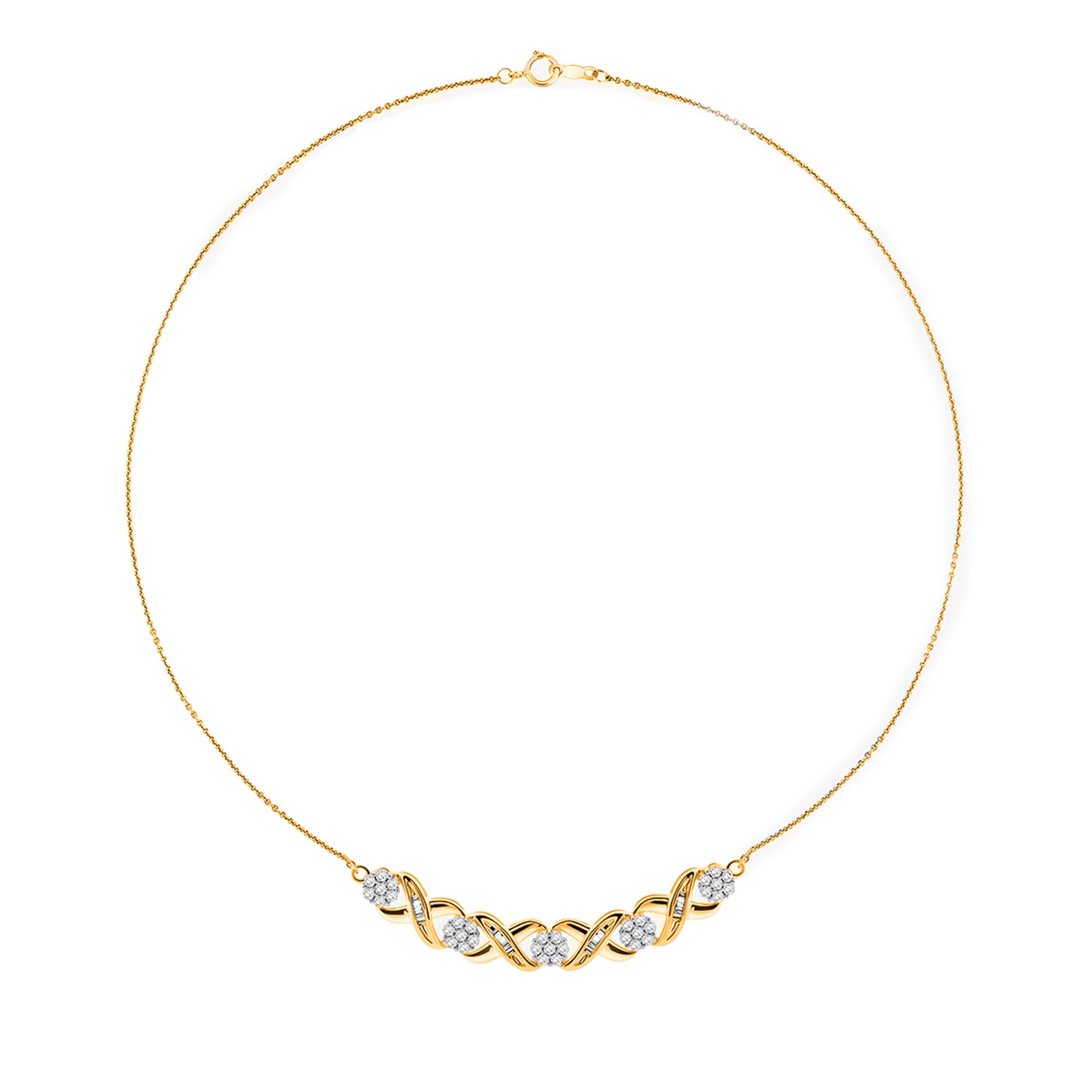 Interlinked Curved Diamond Necklet