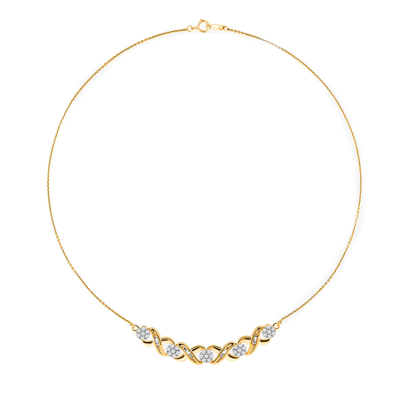 Interlinked Curved Diamond Necklet