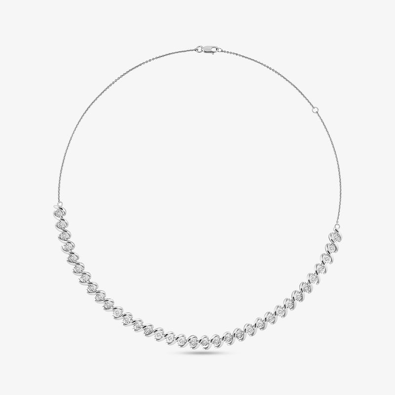 Diamond NECKLET als flache Linkkette mit runden Zirkonia-Elementen