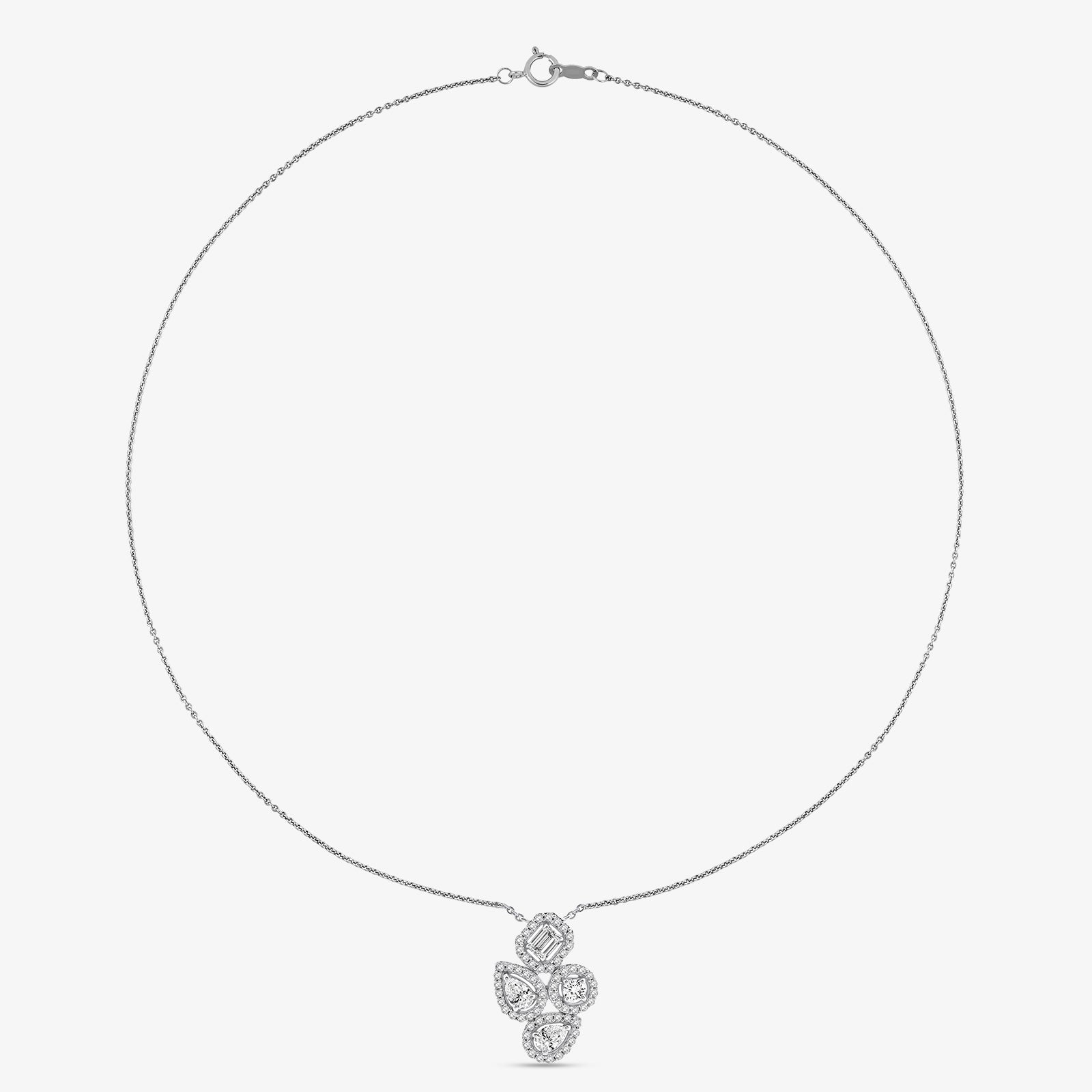 PRISM Bloom necklet with small pendant on fine silver-toned chain, clasp visible