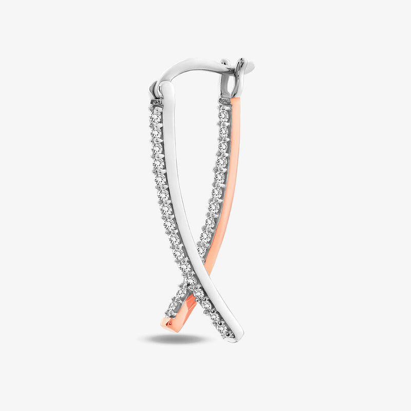 CRISS Sparkle hoop earrings, curved hoop with sparkling pavé stones and hinge