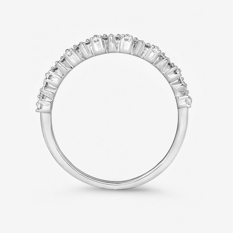 925 silver mosaic diamond ring, straight top view of prong-set square diamonds