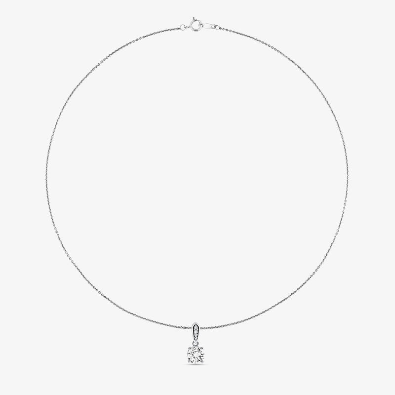Minimal Solitaire Drop-Halskette mit Solitär-Anhänger am dünnen Kettchen
