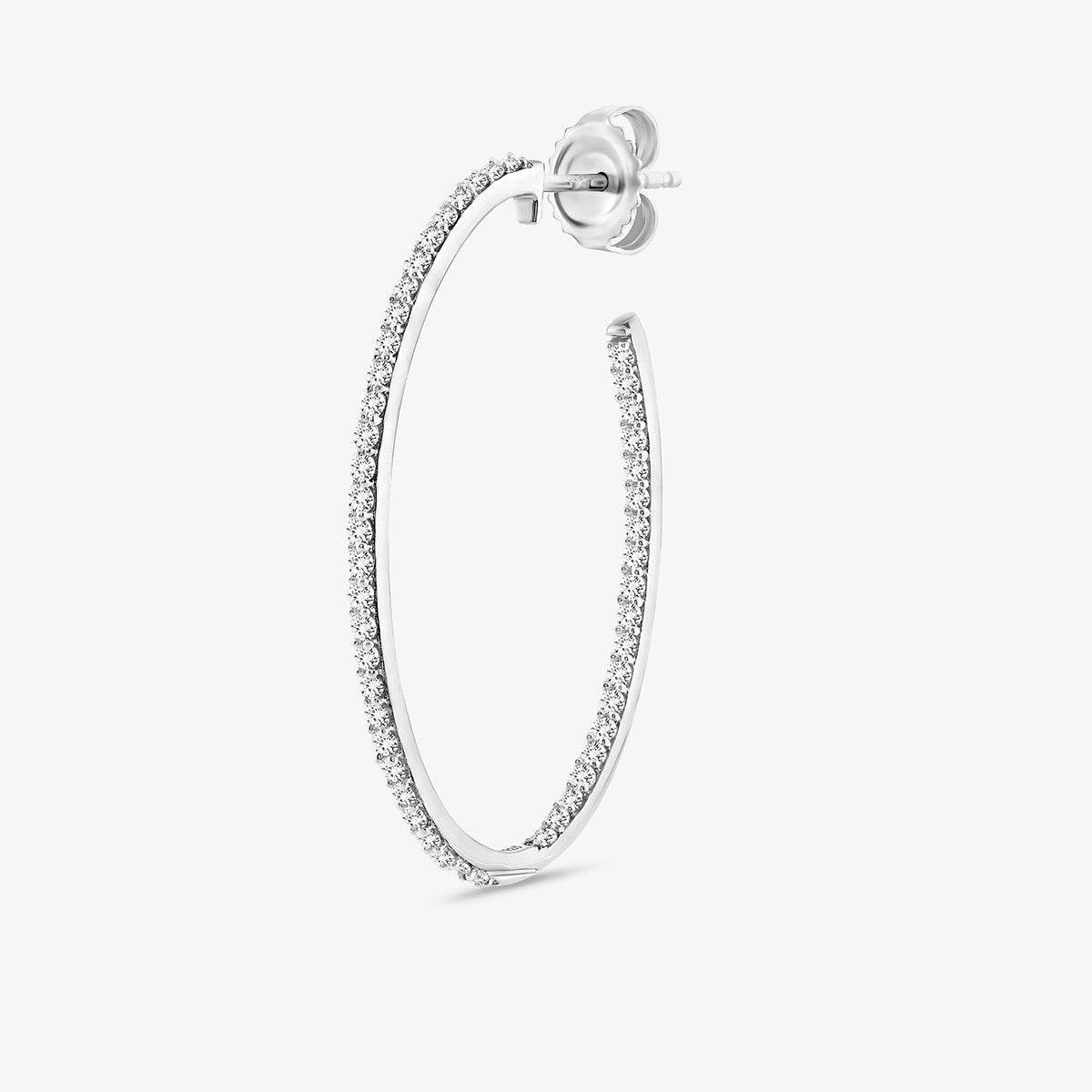 Everyday Glow hoop earrings, oval pavé hoop with stud clasp, silver vermeil