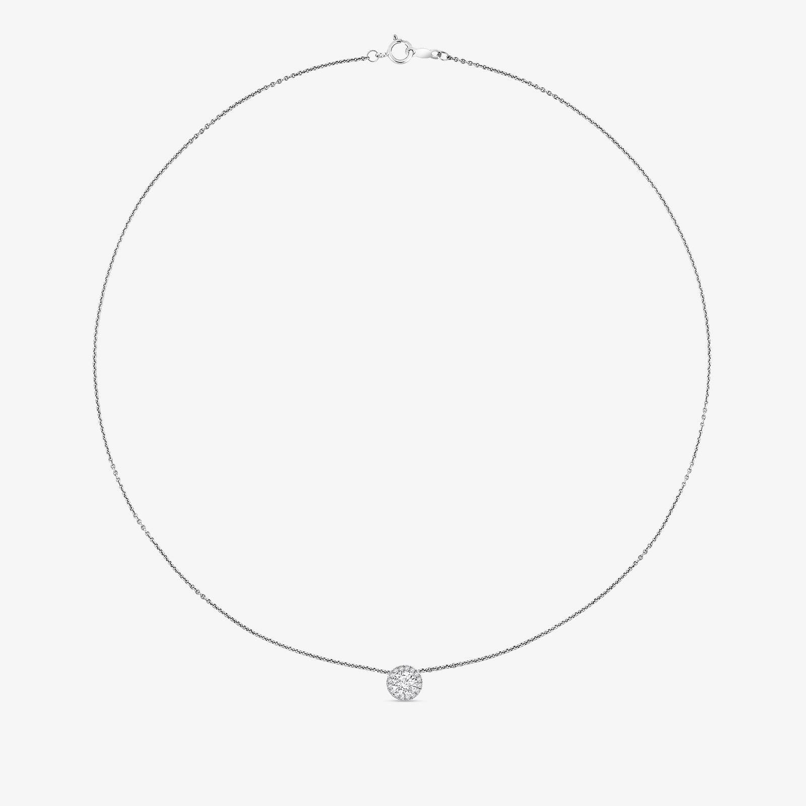 Thin silver-tone chain with small round pendant and clasp