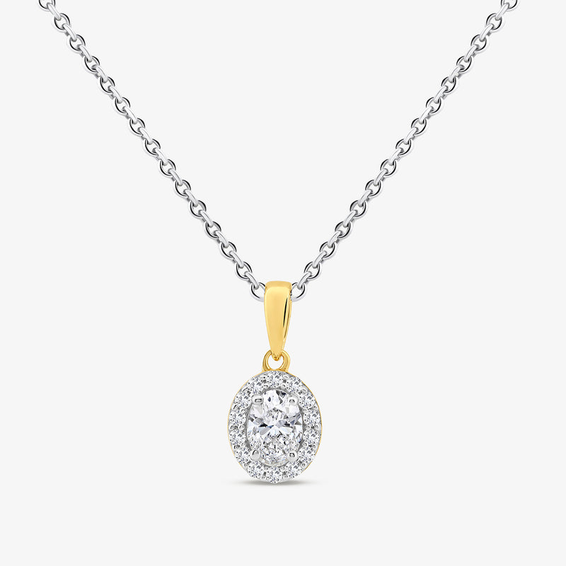 Oval Halo Solitaire Pendant