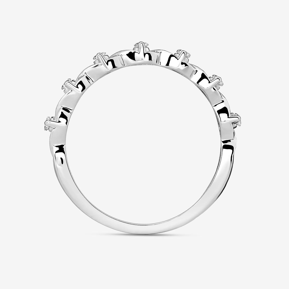 The CROWN Curve Diamond RING by Keemti Jewels features a row of small diamonds along the top, shown on white background.