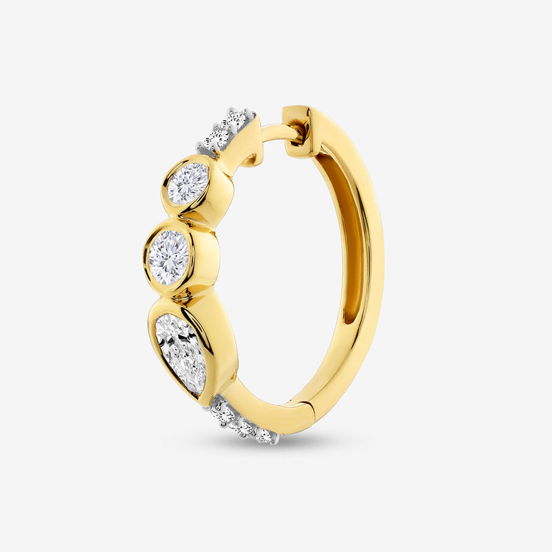 Fusion Bezel Diamond Hoop Earrings