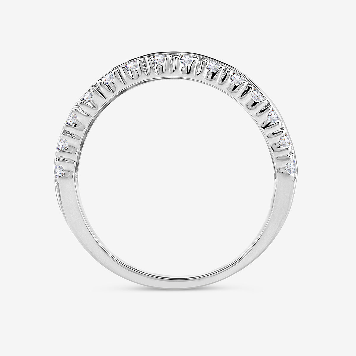 The LAYERED Spark Diamond BAND by Keemti Jewels features triple diamond rows on top, shown from a side view on white.