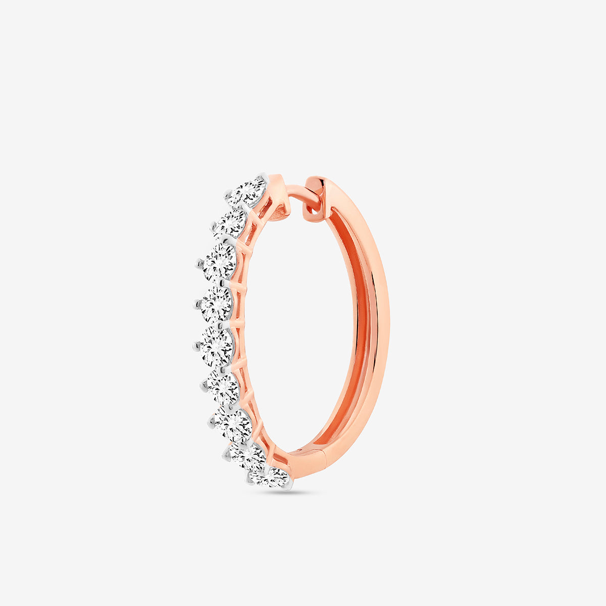 Keemti Jewels LINEAR Weave Huggie Earrings in rose gold—modern diamond hoops for any occasion.