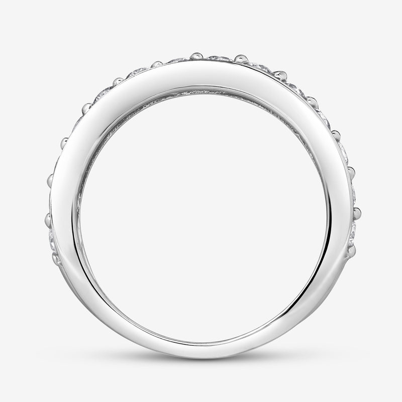 Rückansicht TIMELESS Arc Band: schmaler silberner Ring mit Steinsaum