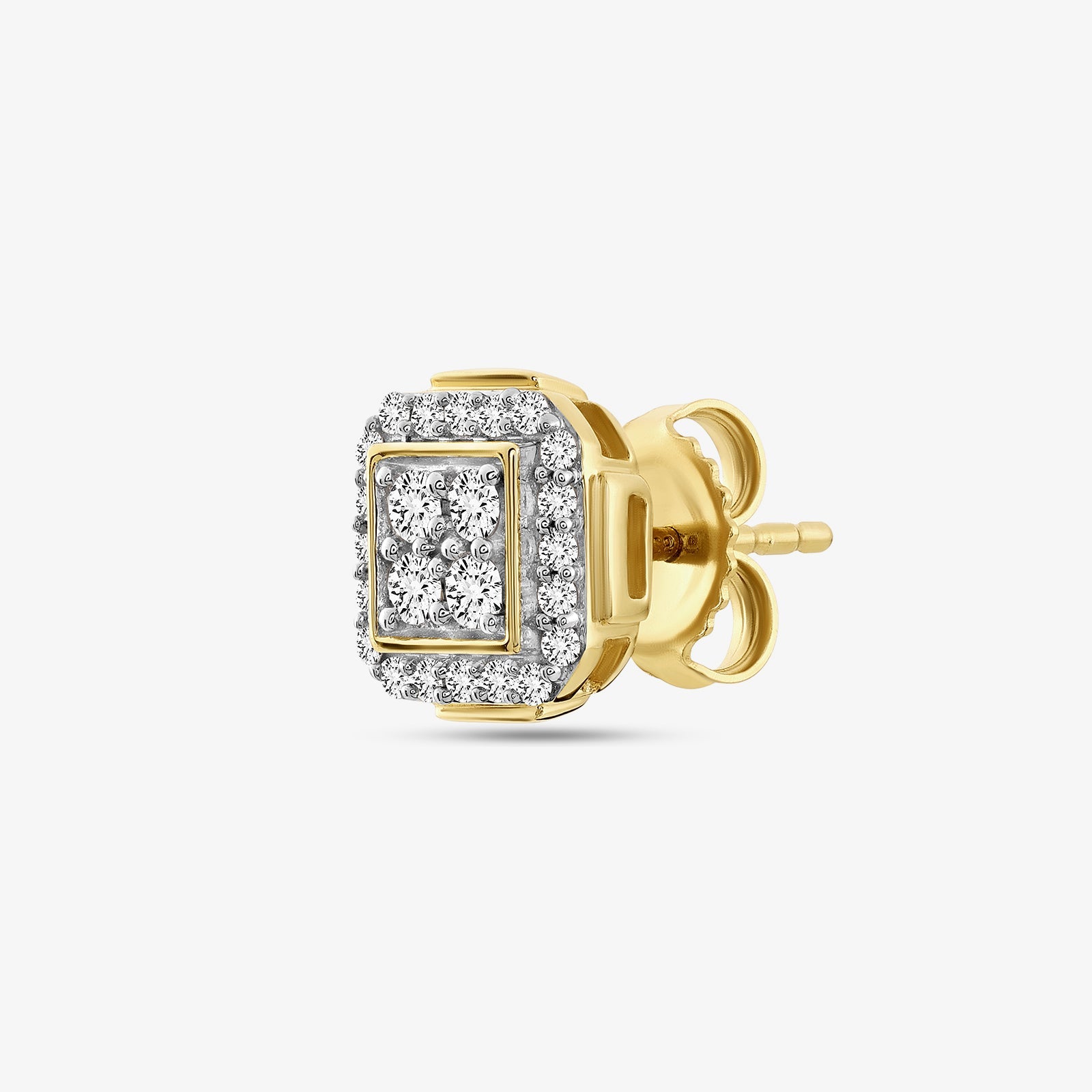 GOLDEN <span>Square Halo Diamond Stud</span> EARRINGS