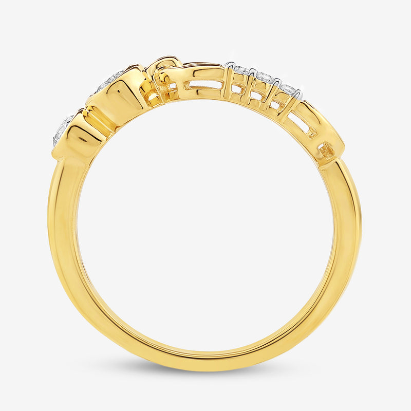 The CONTOUR Link RING by Keemti Jewels features yellow plating and small diamonds, shown side view on white background.