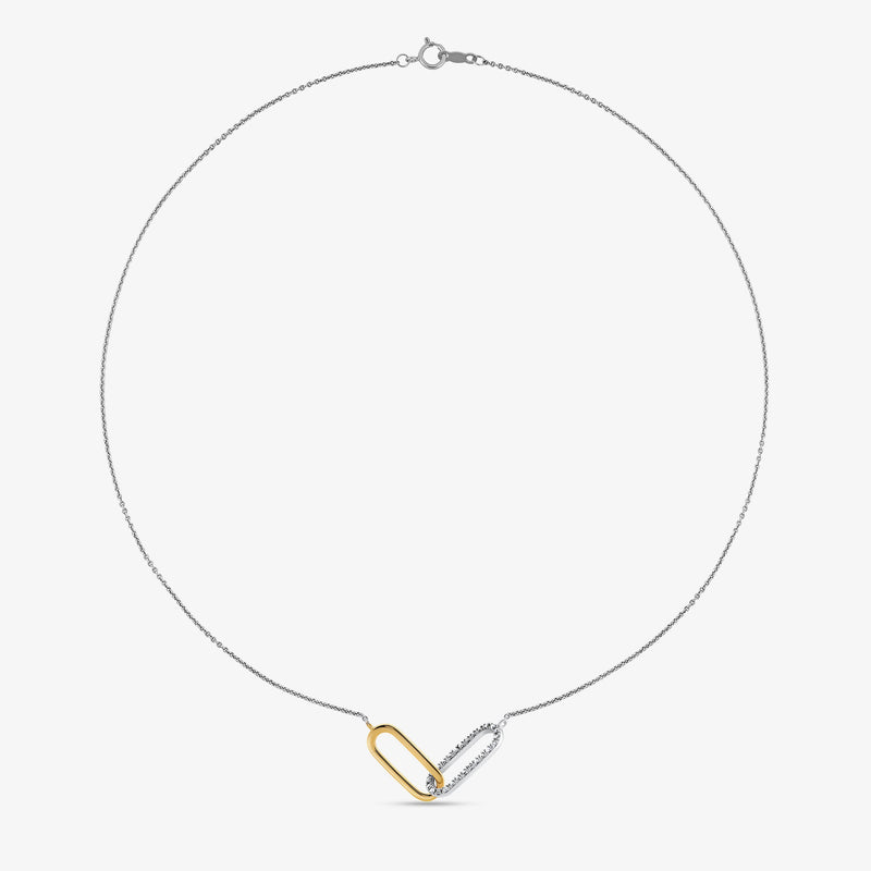 925 silver chain necklace with oval clasp and white pavé link detail